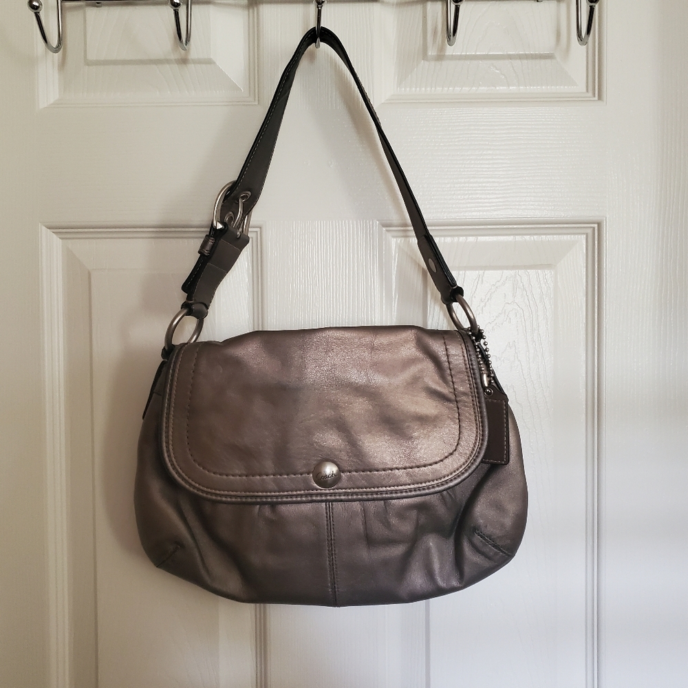 Coach silver soho leather shoulder bag